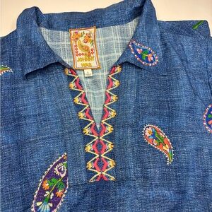 Johnny Was Multicolor Paisley Linen Blend dress